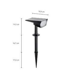 Foco solar Prios LED Helier, 49 cm, negro, pincho de suelo