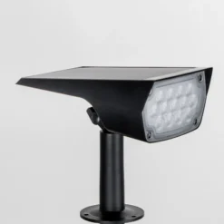 Foco solar Prios LED Helier, 49 cm, negro, pincho de suelo