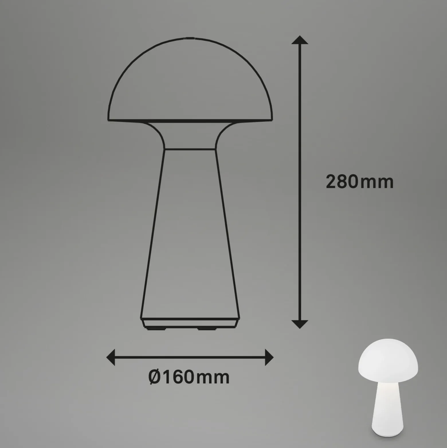 Fungo lámpara de mesa LED recargable, recargable, blanco