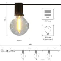Guirnalda de luces LED solares Vista de Calex, longitud 10 metros, IP44