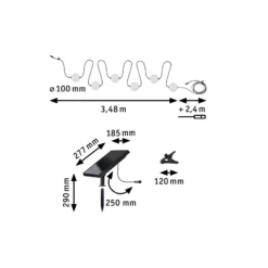Guirnalda de luces LED solar Paulmann Taina, juego básico, 6 m, IP67