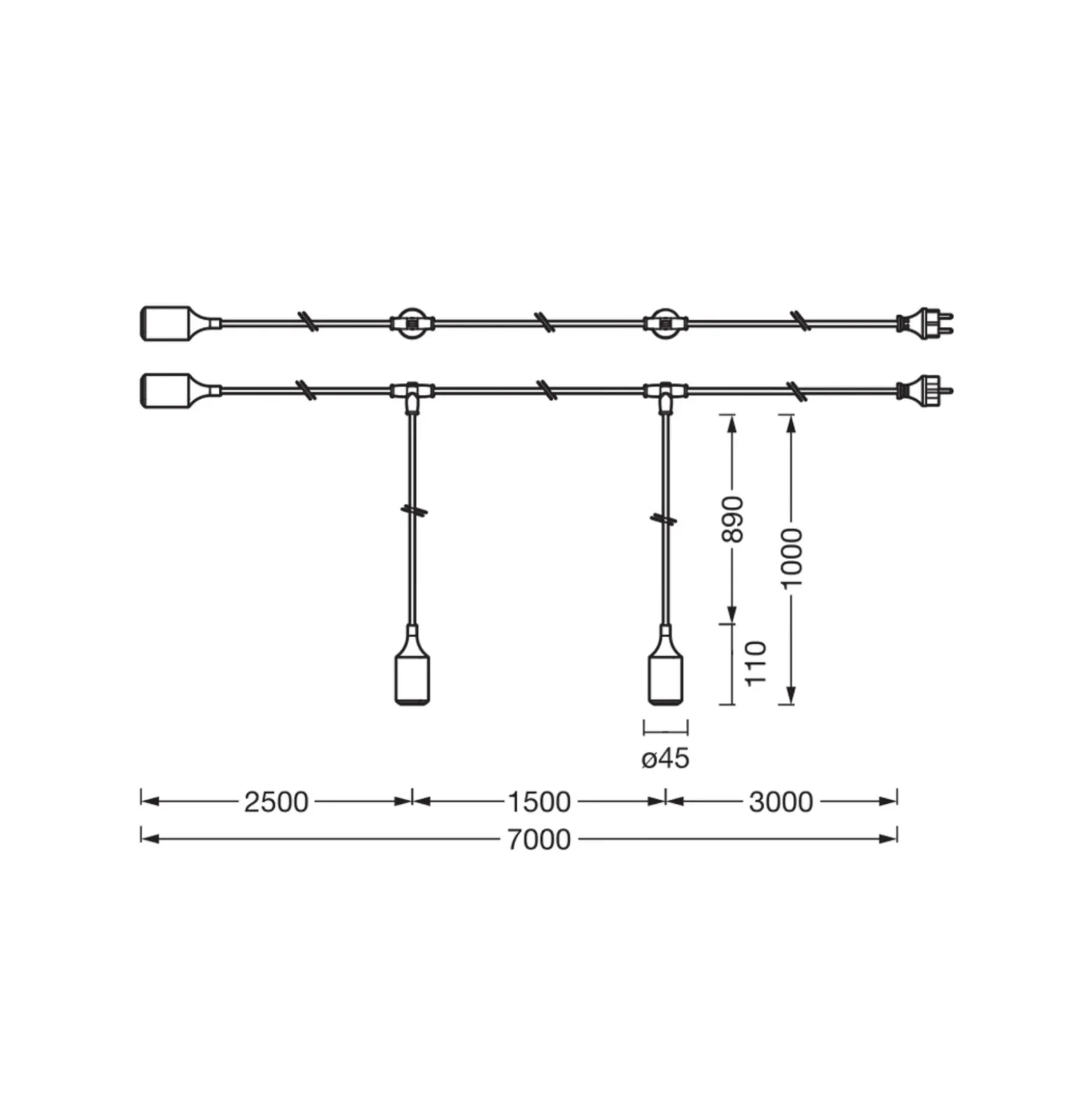 Guirnalda de luces OSRAM ENDURA DECOR, amarilla, 7 m, 3 luces, IP44