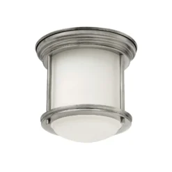 Hadrian Mini plafón para exterior, níquel antiguo/blanco ópalo