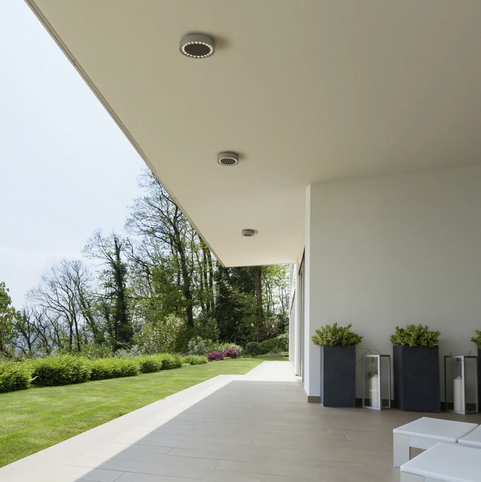 Helestra Say plafón LED exterior grafito Ø18,5cm