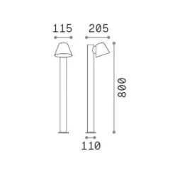 Ideal Lux bolardo luminoso gas, negro, aluminio, altura 80 cm