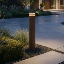 Ideal Lux Bolardo luminoso LED Boeing, altura 100 cm, marrón café