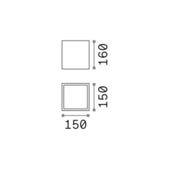Ideal Lux downlight Techo IP54, antracita, metal 15 x 15 cm