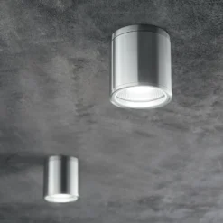 Ideal Lux plafón Gun, gris aluminio, IP44, GU10