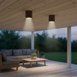 Ideal Lux plafón Gun, marrón café, aluminio, IP44, GU10