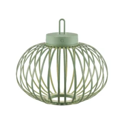 JUST LIGHT. Akuba lámpara de mesa LED recargable, verde, 33 cm, bambú