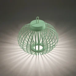 JUST LIGHT. Akuba lámpara de mesa LED recargable, verde, 33 cm, bambú