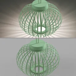 JUST LIGHT. Akuba lámpara de mesa LED recargable, verde, 33 cm, bambú