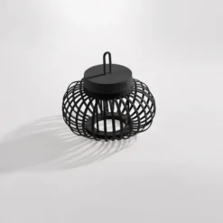 JUST LIGHT. Akuba lámpara de mesa LED recargable negro 22 cm de bambú