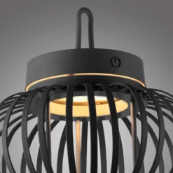 JUST LIGHT. Akuba lámpara de mesa LED recargable negro 22 cm de bambú
