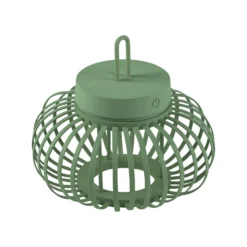 JUST LIGHT. Akuba lámpara de mesa LED recargable, verde, 22 cm, bambú