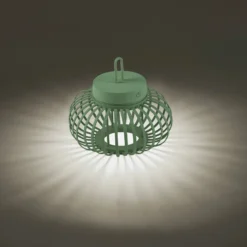 JUST LIGHT. Akuba lámpara de mesa LED recargable, verde, 22 cm, bambú