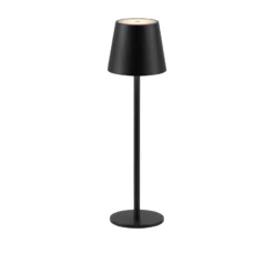 JUST LIGHT. Euria lámpara de mesa LED recargable, negro, hierro IP54