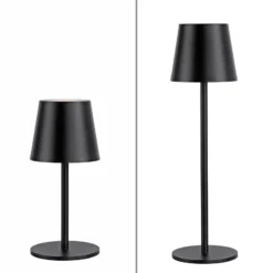 JUST LIGHT. Euria lámpara de mesa LED recargable, negro, hierro IP54