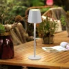 JUST LIGHT. Euria lámpara de mesa LED recargable, blanco, hierro, IP54