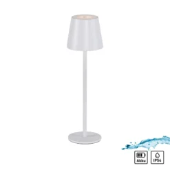 JUST LIGHT. Euria lámpara de mesa LED recargable, blanco, hierro, IP54