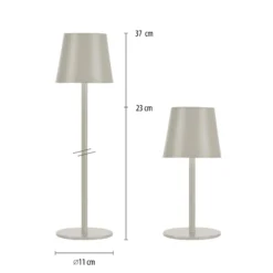 JUST LIGHT. Euria lámpara de mesa LED recargable, hierro gris-beige IP54