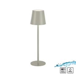 JUST LIGHT. Euria lámpara de mesa LED recargable, hierro gris-beige IP54
