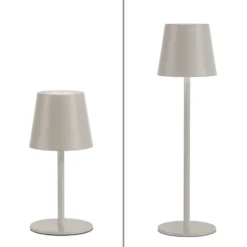 JUST LIGHT. Euria lámpara de mesa LED recargable, hierro gris-beige IP54