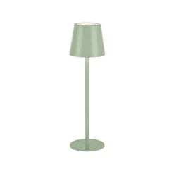 JUST LIGHT. Euria lámpara de mesa LED recargable, verde, hierro, IP54