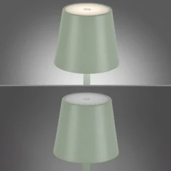 JUST LIGHT. Euria lámpara de mesa LED recargable, verde, hierro, IP54