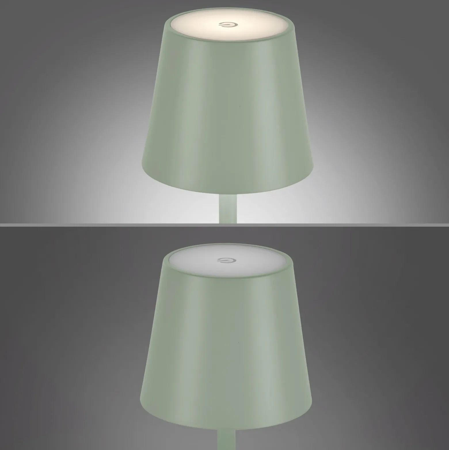 JUST LIGHT. Euria lámpara de mesa LED recargable, verde, hierro, IP54