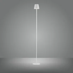 JUST LIGHT. Euria lámpara de pie LED recargable, blanca, hierro, IP54