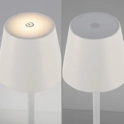 JUST LIGHT. Euria lámpara de pie LED recargable, blanca, hierro, IP54