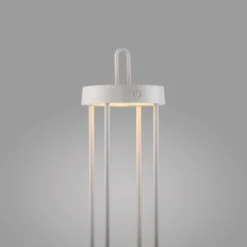 JUST LIGHT. Lámpara de mesa LED recargable Anselm, blanca, 50 cm, hierro