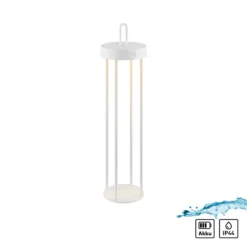 JUST LIGHT. Lámpara de mesa LED recargable Anselm, blanca, 50 cm, hierro