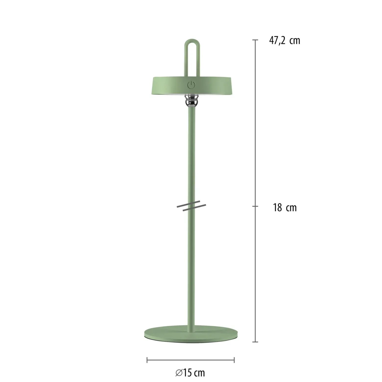 JUST LIGHT. Lámpara de mesa LED recargable Amag, verde, hierro, IP44