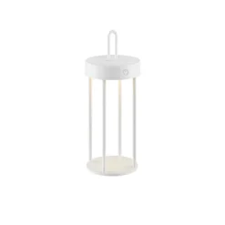 JUST LIGHT. Lámpara de mesa LED recargable Anselm, blanca, 28 cm, hierro