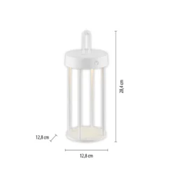 JUST LIGHT. Lámpara de mesa LED recargable Anselm, blanca, 28 cm, hierro