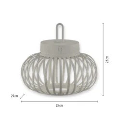 JUST LIGHT. Lámpara de mesa LED recargable Akuba gris-beige 22cm bambú