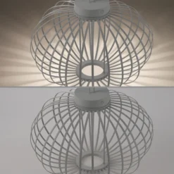 JUST LIGHT. Lámpara de mesa LED recargable Akuba gris-beige 37cm bambú