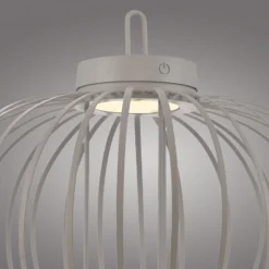 JUST LIGHT. Lámpara de mesa LED recargable Akuba gris-beige 37cm bambú