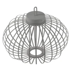 JUST LIGHT. Lámpara de mesa LED recargable Akuba gris-beige 37cm bambú
