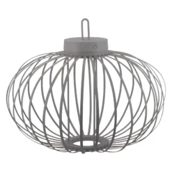 JUST LIGHT. Lámpara de mesa LED recargable Akuba gris-beige 37cm bambú