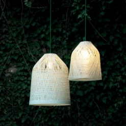 Karman Black Out lámpara colgante exterior, Ø 50 cm, blanco