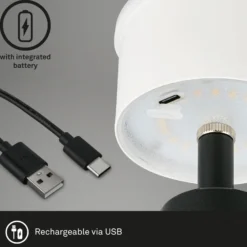 Kihi lámpara de mesa LED con batería recargable, negro