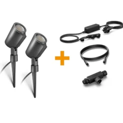 Kit de inicio STEINEL Spot C, antracita, aluminio, IP65, RGBWW