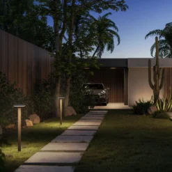 KLEWE Bolardo luminoso LED solar Keope, antracita, altura 80 cm, IP65
