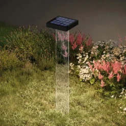 KLEWE Lámpara LED solar Scotty, transparente/antracita, 60 cm, IP65