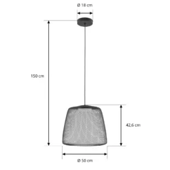Lampára colgante exterior LED Lucande Korvyn, negra, Ø 50 cm, regulable por