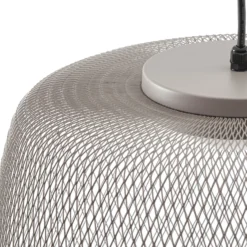 Lampára colgante exterior LED Lucande Korvyn, gris, Ø 50 cm, regulable por pasos