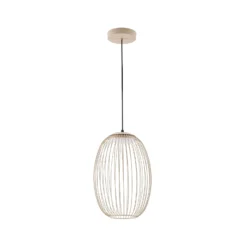 Lampára colgante exterior LED Lucande Richi, beige, Ø 35 cm, atenuable